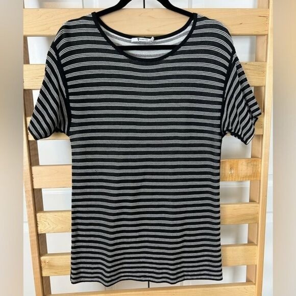 T ALEXANDER WANG Black & White Striped TEE Size Medium - Picture 4 of 7